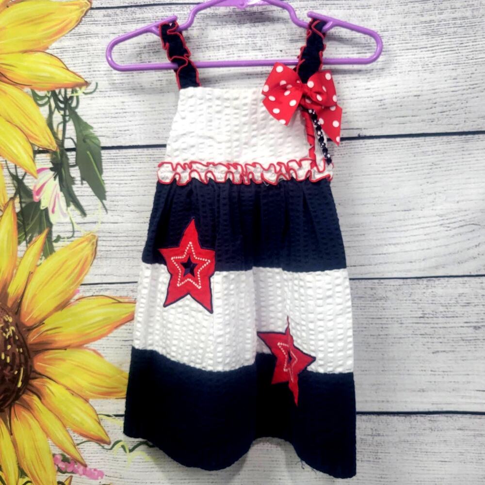 Sophie‎ Rose Patriotic Seersucker Dress Size 18mo NWOT